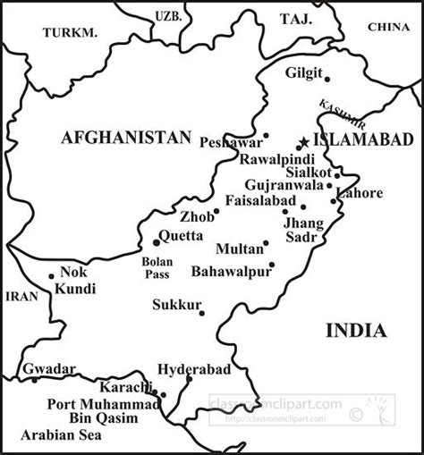 Country Gray Maps-Pakistan country map black outline