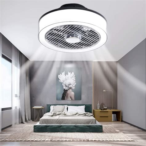 Amazon.com: IYUNXI LED Ceiling Fan with Lights,36W 15Inch Flush Mount Modern Low Profile Ceiling ...