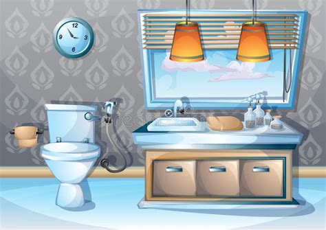 Cartoon Vector Illustration Interior Bathroom Stock Vector ...