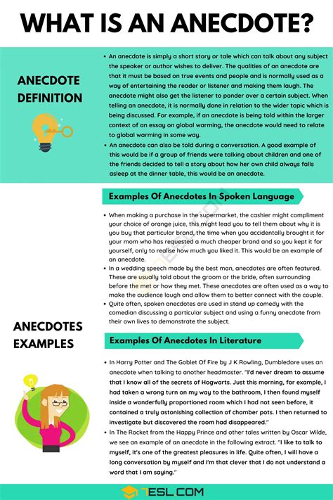 Anecdote: Definition and Useful Examples of Anecdote in English • 7ESL