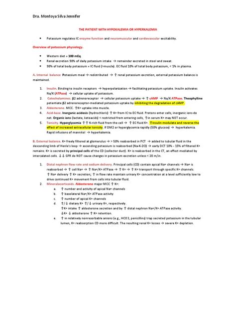 The Patient With Hypokalemia or Hyperkalemia | PDF | Potassium | Diet & Nutrition