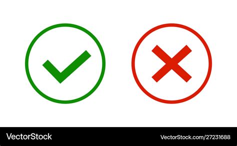 Check Mark Icons Green Tick And Red Cross Checkmarks In Two Variants ...