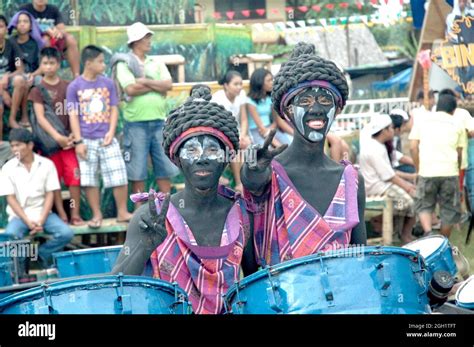 BACOLOD, PHILIPPINES - Dec 17, 2009: A closeup of traditional dancers ...