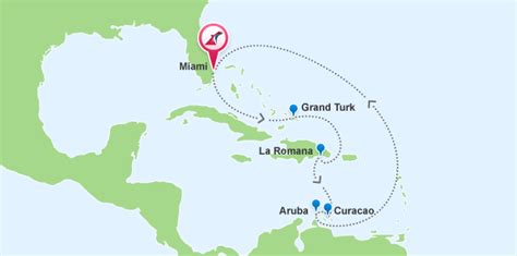 Map of Carnival Freedom Southern Caribbean Cruise - Makely