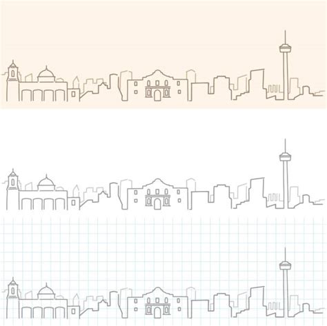 San Antonio Skyline Drawing Illustrations, Royalty-Free Vector Graphics ...