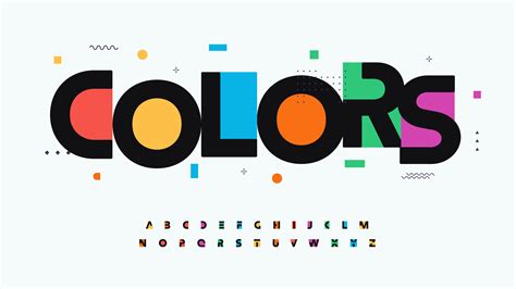 Colors font alphabet letters. Modern logo typography. Color creative art typographic design ...