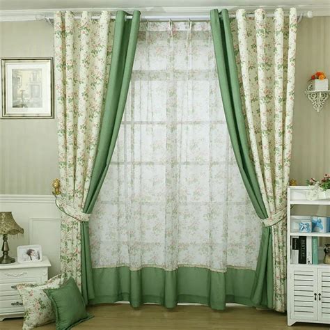 Modern style Small floral printed Curtain For Kitchen Blackout green Curtains Window Drape ...