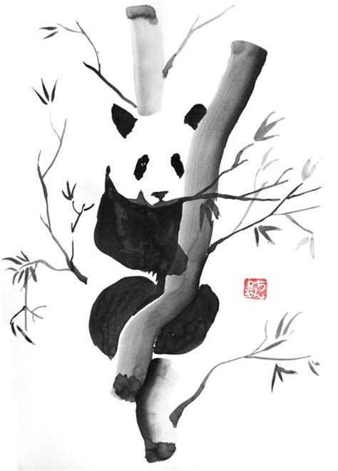 Panda - Pechane Sumi-e - Paintings & Prints, Animals, Birds, & Fish, Bears, Panda - ArtPal