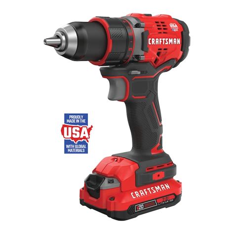 CRAFTSMAN V20 20-volt 1/2-in Keyless Brushless Cordless Drill (2-Batteries, Charger and Soft Bag ...