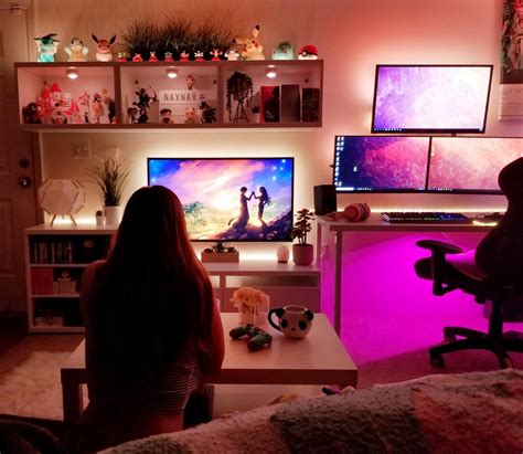 Gamer Couple Goal 2023: Cute & Cozy Couple's Side By Side Gaming Room ...