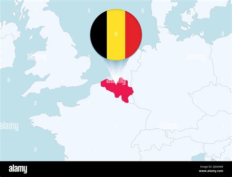 Europe with selected Belgium map and Belgium flag icon. Vector map and ...