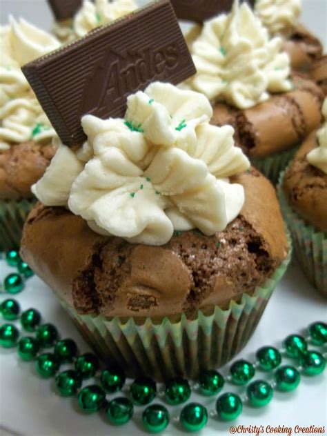 Christy's Cooking Creations: Mint Brownie Cupcakes Topped With Mint Irish Cream Frosting