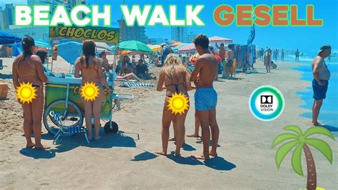 4K - Beach Walk VILLA GESELL sunny day - YouTube