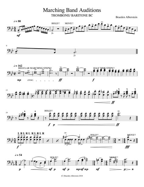 Marching Band Auditions Sheet music for Trombone | Download free in PDF ...