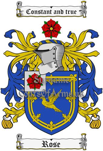 Rose (England) Coat of Arms (Family Crest) Instant PNG Image Download