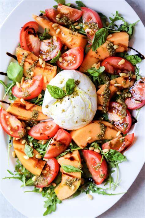 Burrata Salad with Tomatoes and Melon (Gluten Free) • Daisybeet