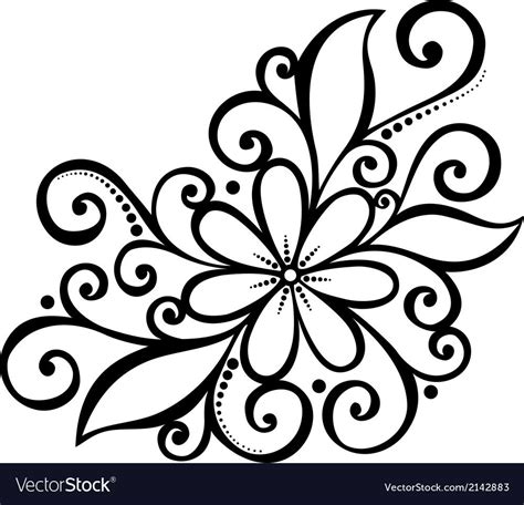 Beautiful Decorative Flower with Leaves. Patterned design. Download a Free Preview or High ...