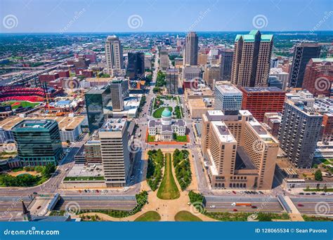 St. Louis, Missouri, USA Aerial View Stock Photo - Image of district ...