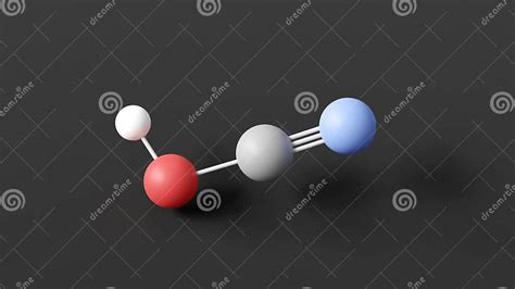 Cyanic Acid Molecular Structure, Pseudohalogen Oxoacid, Ball and Stick ...