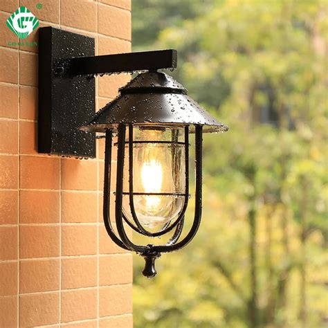 Vintage Outdoor Wall Light LED Waterproof Industrial Decor Outside Lamp Black Sconce Lighting ...