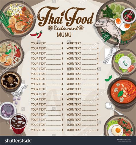 Menu Thai Food Design Template Graphic Stock Vector (Royalty Free ...