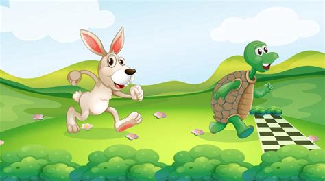 Rabbit and turtle in the race 684557 Vector Art at Vecteezy