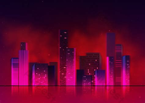 Hazy Red Light And Shadow Neon City Background | PSD Free Download ...