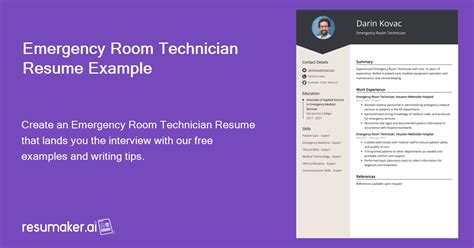 Emergency Room Technician Resume Example for 2023 (Skills & Templates)