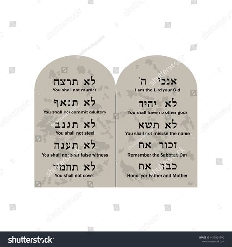 10 Commandments Tablets Hebrew