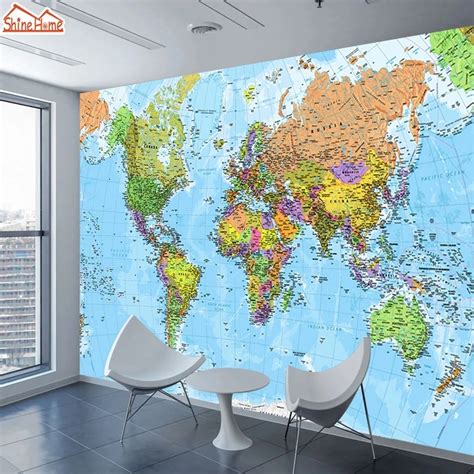 Other DIY & Tools - Modern Custom World Map Self Adhesive Wallpapers 3d ...