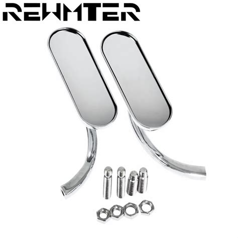 Motorcycle Cafe Racer Accessories Rear View Mirrors Left &Right Metal Chrome For Harley Road ...