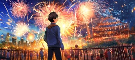 Free AI Image | Anime style character with fireworks