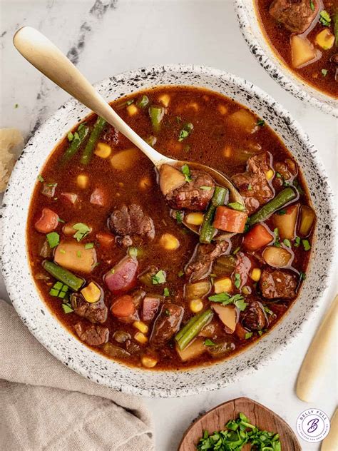 Vegetable Beef Soup Recipe - Belly Full