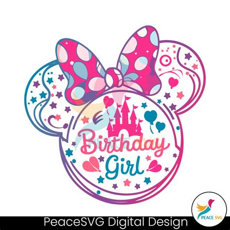 Birthday Girl Disney Minnie Mouse Ears SVG Digital Download » PeaceSVG