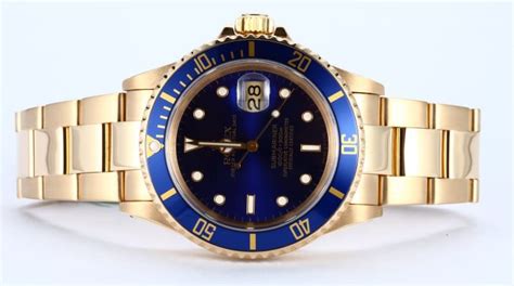 Rolex Submariner Gold Blue Dial Used $15,295 At Bob's Watches