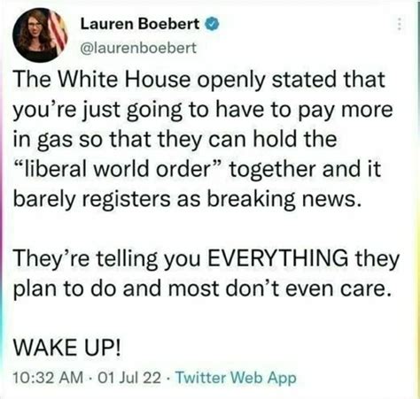 Lauren Boebert @ @laurenboebert The White House openly stated that you ...