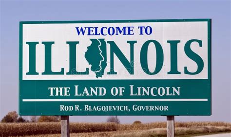 Welcome to Illinois. A welcome sign at the Illinois state line which bears the n , #AFFILIATE, # ...