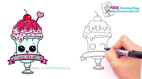 Cute Ice Cream Sundae Drawings - Foto Kolekcija