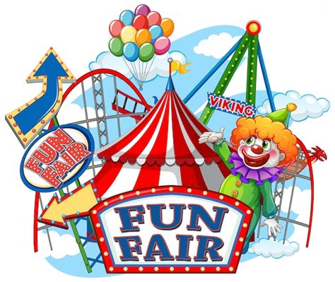 Free Vector | Fun fair sign and circus rides in