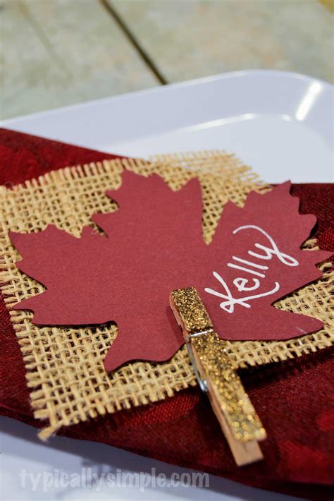 Thanksgiving Place Cards {Burlap & Glitter} - Typically Simple