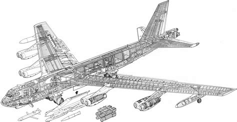 Boeing B-52 Stratofortress Cutaway Drawing in High quality