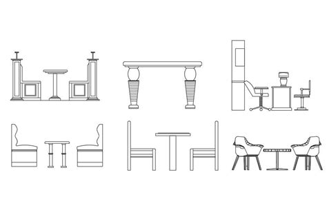 dining table set elevation cad block