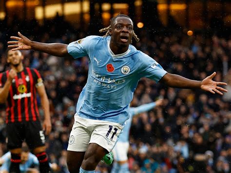 Jeremy Doku celebrates scoring for Manchester City in November 2023 - Sports Mole