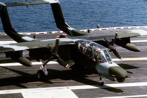 An OV-10D during trials aboard USS Saratoga in 1985 Rockwell ...