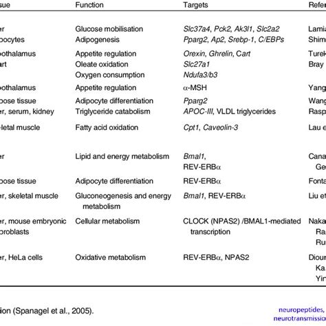 Mediators of circadian clock metabolism interaction | Download Table