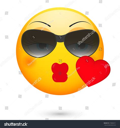 Emoji Air Kiss Emoticon Glasses Stock Illustration 474805411