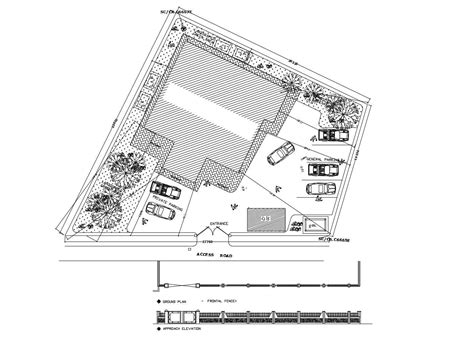 Site Layout Plan Of Residential Building With Detail Dimension In Dwg ...