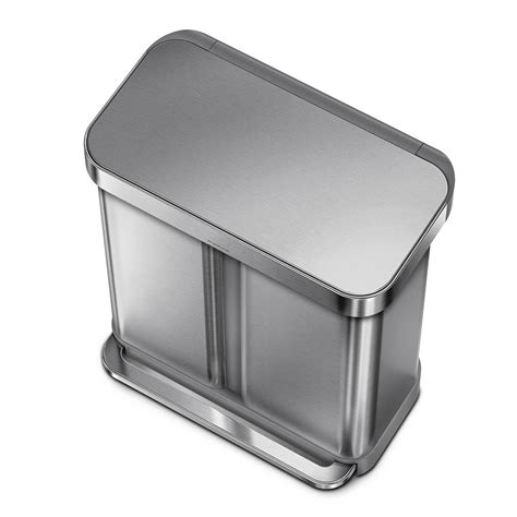 simplehuman 58-Liter Nano-Silver Clear Coat Brushed Stainless Steel Dual Compartment Rectangular ...