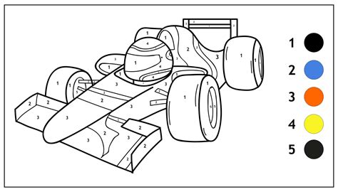 Color By Number Race Car Worksheets | Printable numbers, Car colors, Race car coloring pages