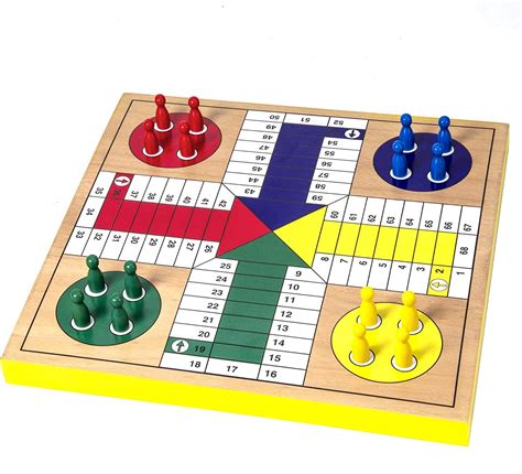 Buy AMEROUS 12 inches Wooden Ludo Board Game - Snakes and Ladders, 2 in 1 Reversible, 1-4 ...